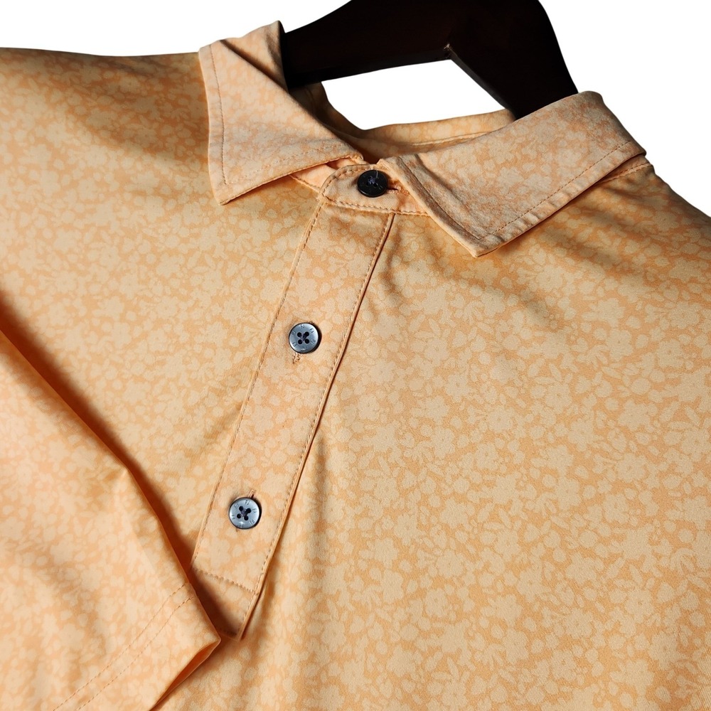 FootJoy Polo Shirt Mens XL Orange Peach Floral Print Performance‎ Golf Top